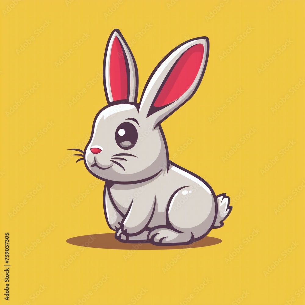 Cute rabbit flat logo illustration, cartoon rabbit icon. Cute rabbit flat logo illustration, cartoon rabbit icon.