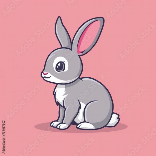 Cute rabbit flat logo illustration, cartoon rabbit icon.