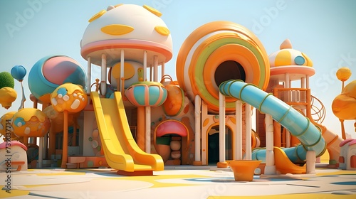 3d model illustration of playground toy of kid child