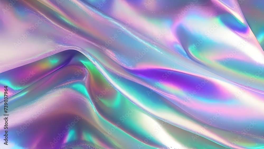 Holographic Iridescent fabric background. Shiny mother of pearl fabric, bright multi-colored fabric Holographic Iridescent fabric background. Shiny mother of pearl fabric, bright multi-colored fabric