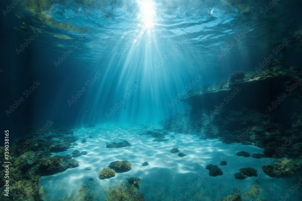Sea bottom with sun reflection