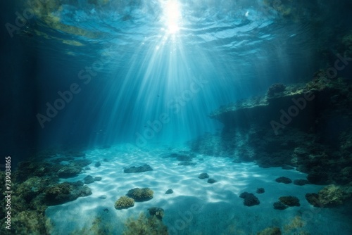 Sea bottom with sun reflection