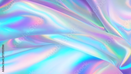 Holographic Iridescent fabric background. Shiny mother of pearl fabric, bright multi-colored fabric