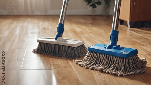 Floor mop. Mopping the floor generative ai