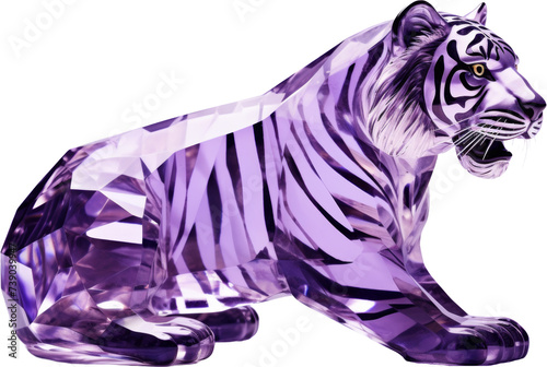 tiger,purple violet crystal shape of tiger,tiger made of crystal isolated on white or transparent background,transparency © SaraY Studio 