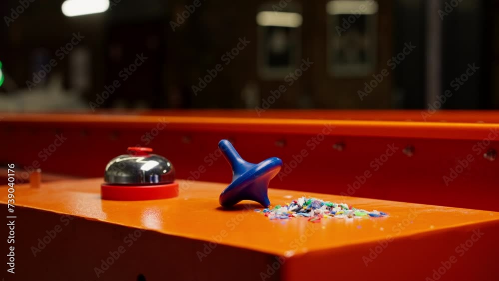 close-up toy and bell with recycled plastic at waste and garbage ...