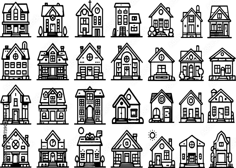 Houses icons set. Real estate.