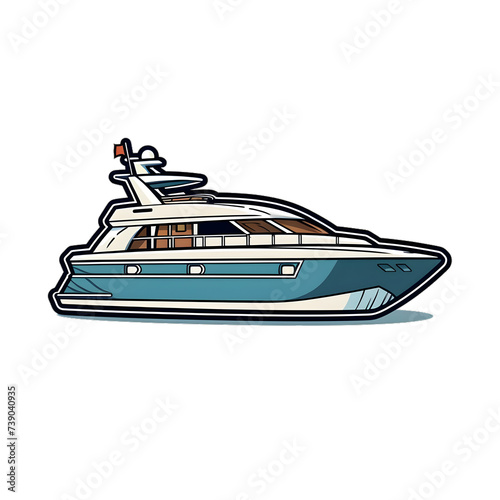 Cartoon yacht sticker illustration