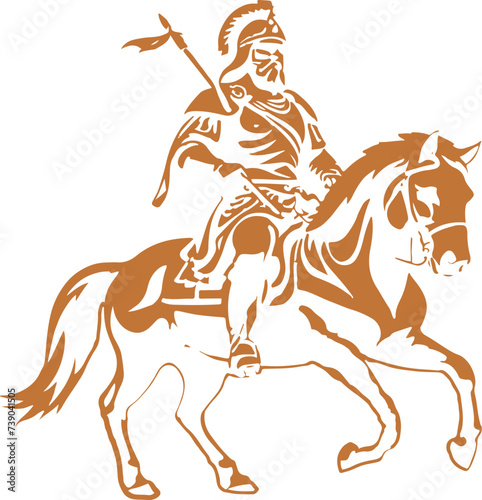 knights and horses fine vector silhouettes, simple lines