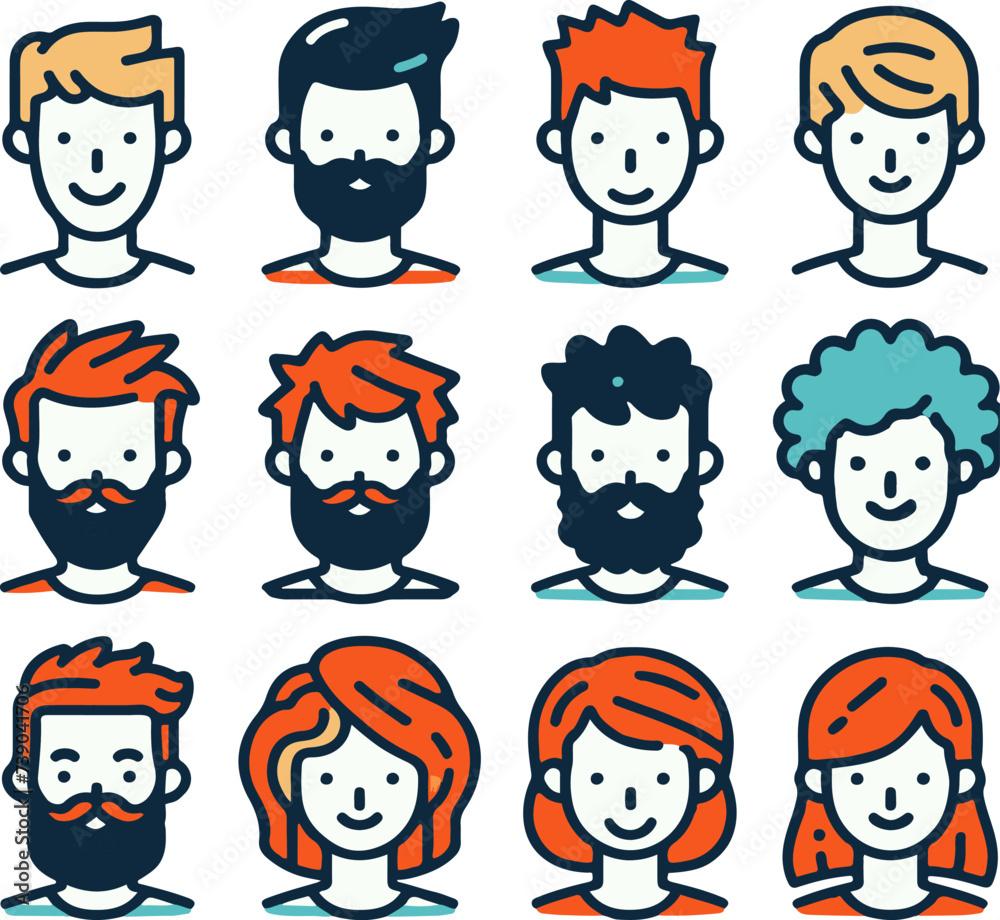 Smiling people avatar set. Different men and women characters collection. Isolated vector illustration. Smiling people avatar set. Different men and women characters collection. Isolated vector illustration.