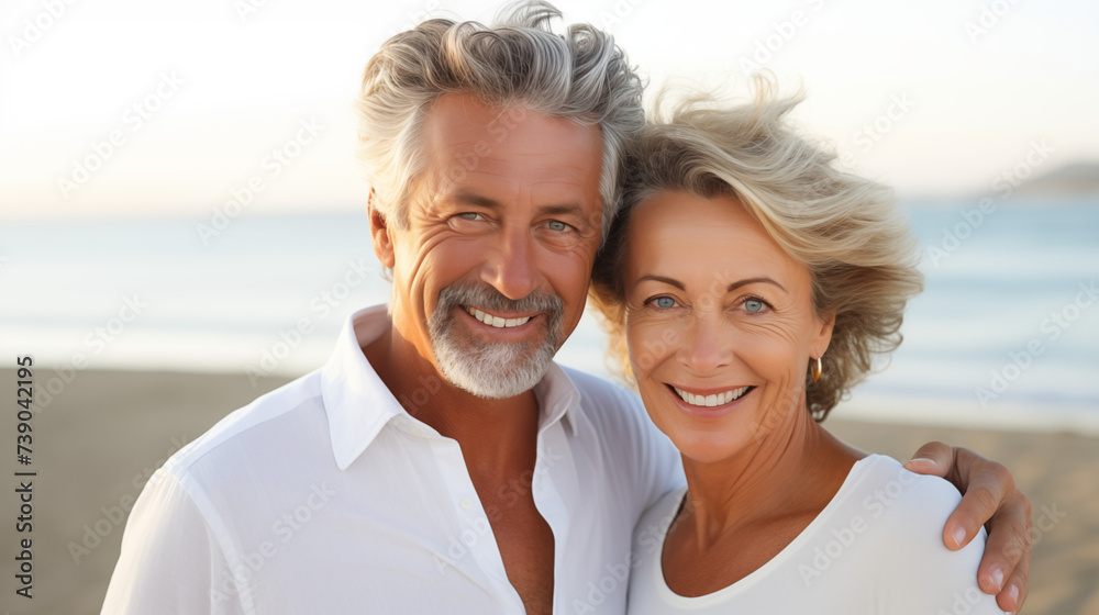 Fototapeta premium Happy Mature And Romantic Couple, in Love, Hugging and Smiling 