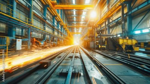 Dynamic Industrial Symphony: Automated Precision Metalworking, High-Speed Manufacturing and Heavy Machinery at Work in Steel Manufacturing Technologically Advanced Factories