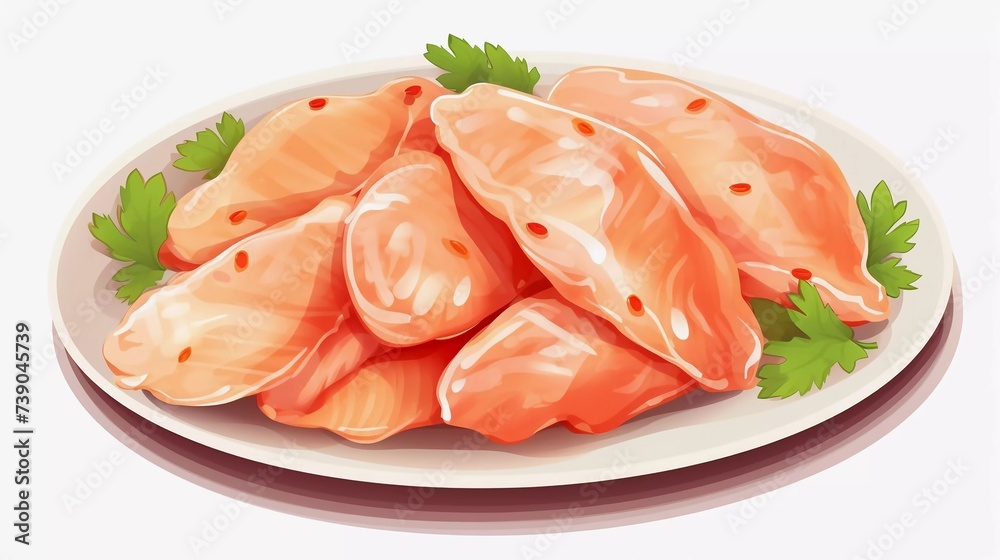 Chicken meat and Chicken Fillet meat in flat vector illustration
