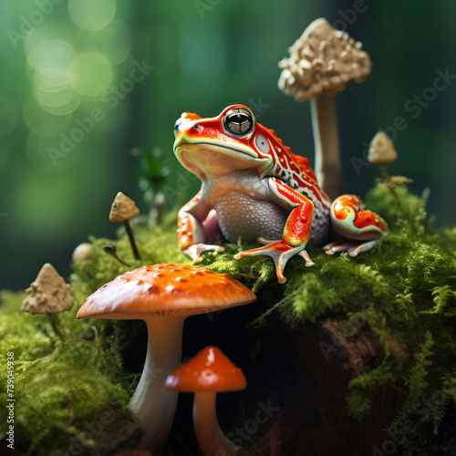 red poison frog, 3d Rendering African Tree Toad Animal