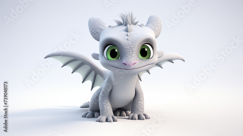 How to train your white dragon isolated in white background 3D cartoon  © Surasri