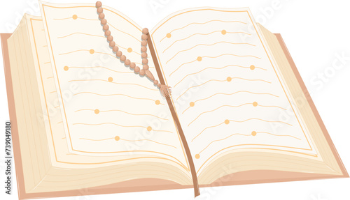 Opened Quran Islamic Book Vector Illustration