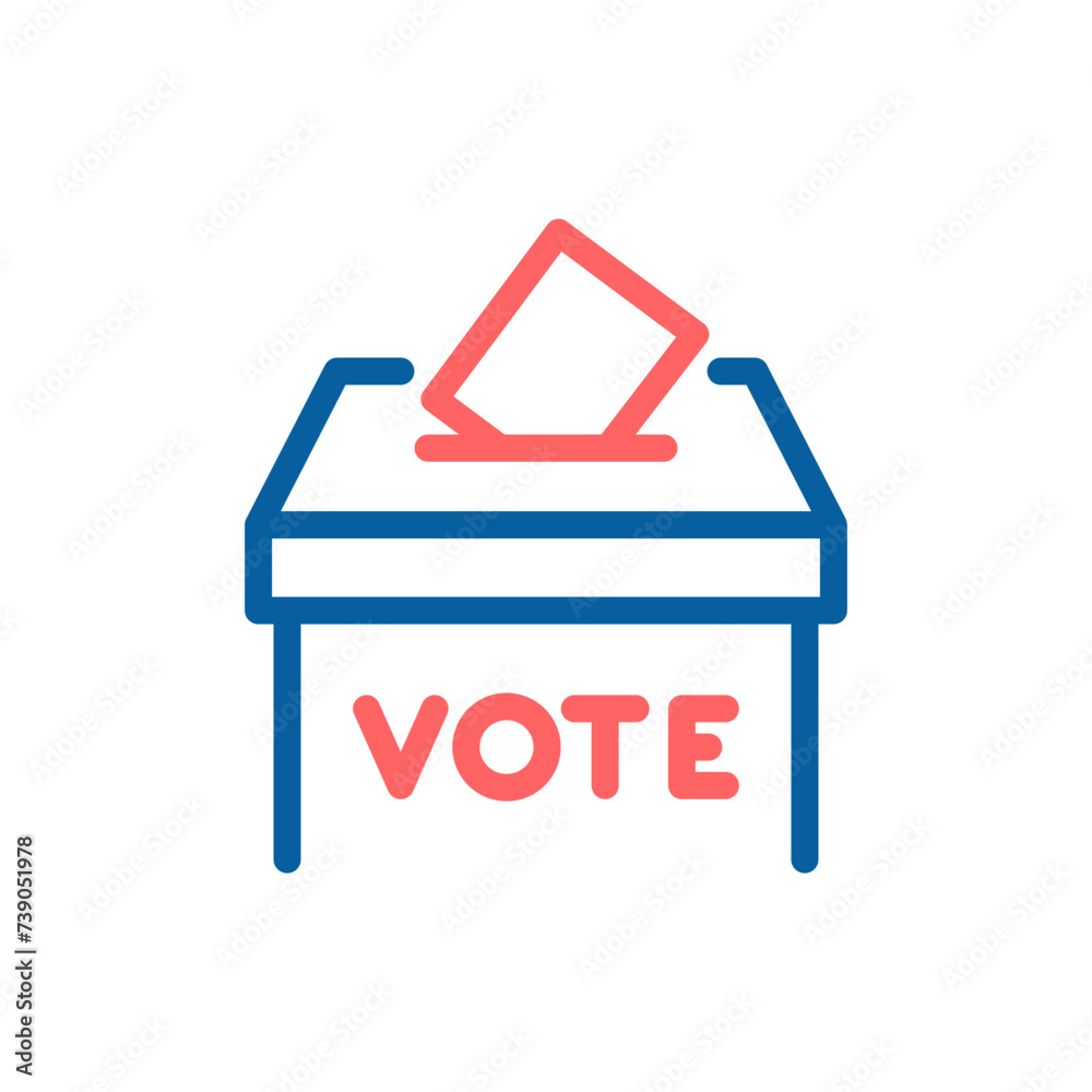 Vector Icon of Ballot Box with Vote: Thin Line Illustration for Election Day, Voting Process and Democracy Theme. Vector Icon of Ballot Box with Vote: Thin Line Illustration for Election Day, Voting Process and Democracy Theme.