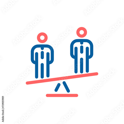 Election Balance Vector Icon: Scales Tipping with Candidates, Thin Line Illustration for Political Decision 2024.