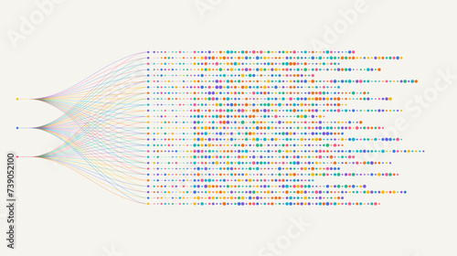 Big data visualization. Social network, financial analysis of complex databases. Data mining. Vector technology background. Information analytics concept.