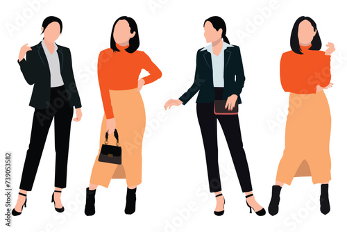 Confident businesswomen are standing together. businesswoman vector illustration isolated on a white background.