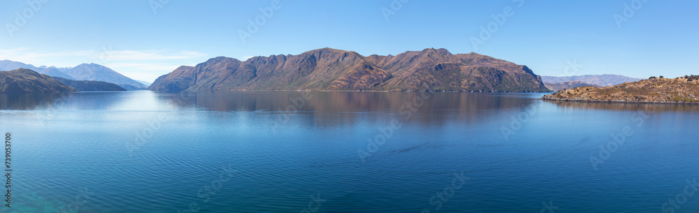 Picturesque Wanaka lake panoramic view, South Island, New Zealand