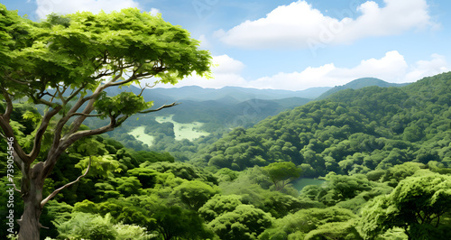 view of mountains and valleys with green trees