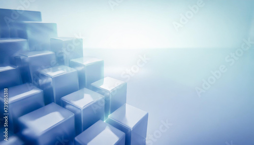  abstract transparancy rounded geometric blocks, 3d render