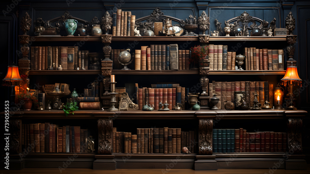 Fototapeta premium Many old books stacked