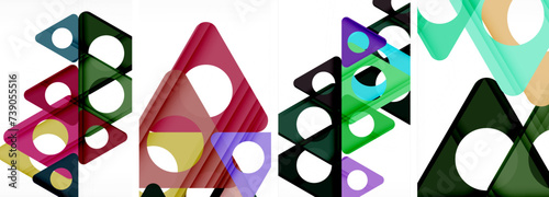 Abstract background set featuring captivating triangles. Harmonious blend of geometry and style, these designs bring modern flair