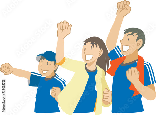 スポーツの試合で声援を送る家族のイラスト