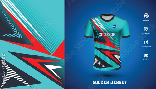Vector soccer jersey design for sublimation or sports tshirt design for cricket football
