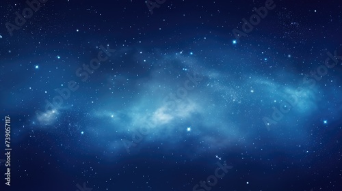 Blue space background with stars and clouds. Generative AI. photo