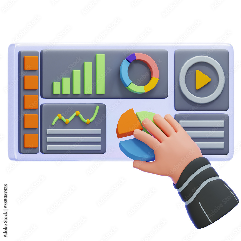 Virtual Data Analytics 3D Illustration Virtual Data Analytics 3D Illustration