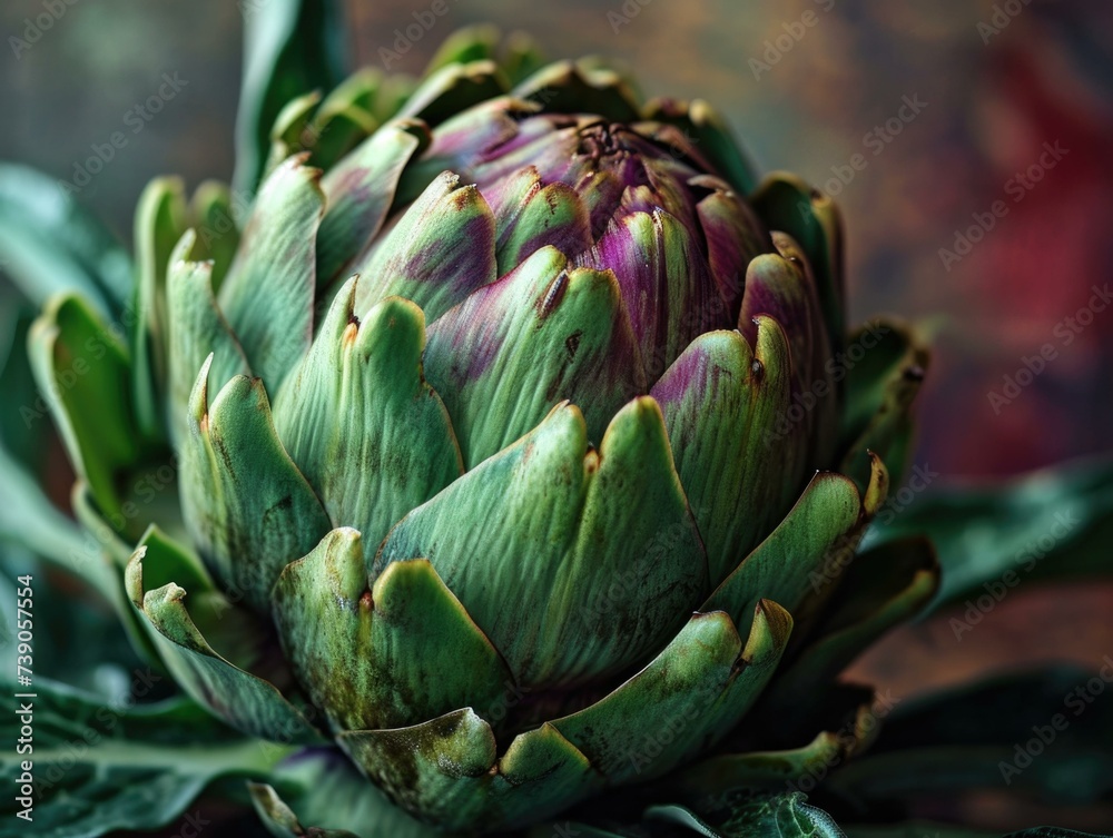 A vibrant purple artichoke. Generative AI. A vibrant purple artichoke. Generative AI.
