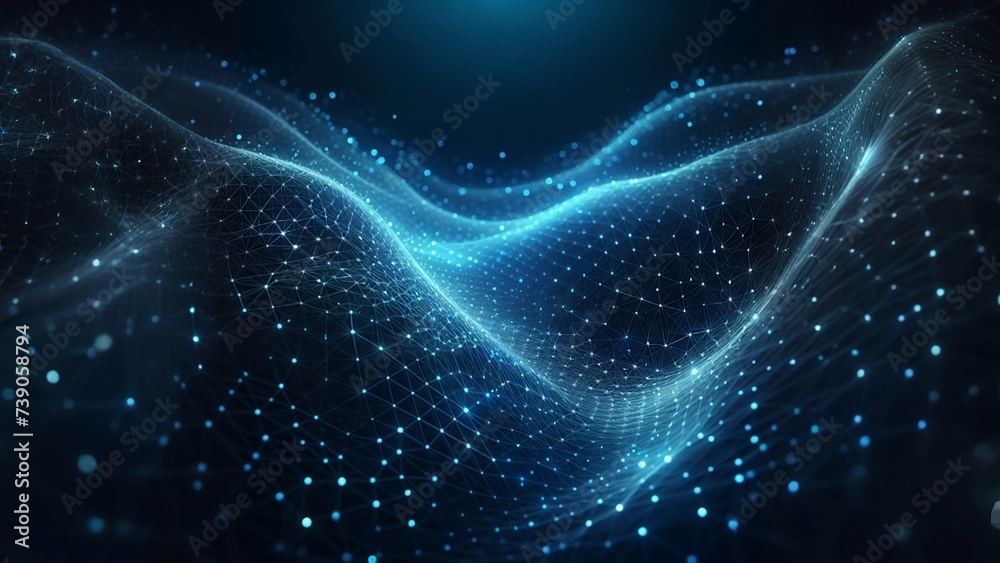 Abstract background of glowing blue mesh or interwoven lines on a dark background Abstract background of glowing blue mesh or interwoven lines on a dark background
