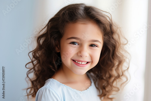 smiling young girl model, pediatric dentistry advertise