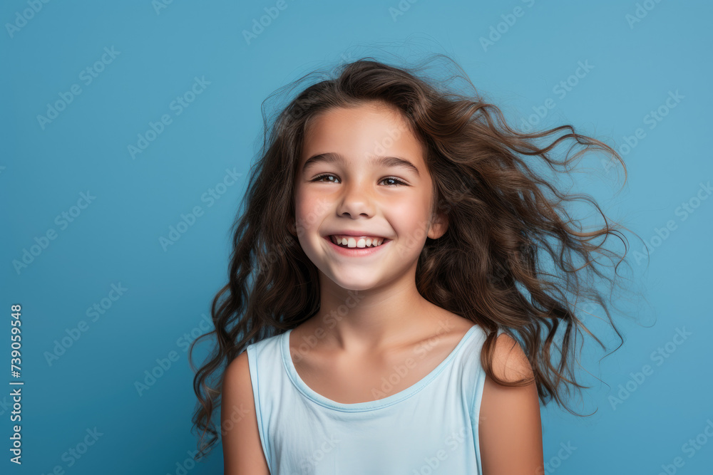 smiling young girl model, pediatric dentistry advertise