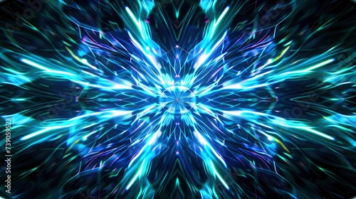 Neon Velocity, Abstract Symmetry Inspired by Trons Light Cycle Race Cinematics photo