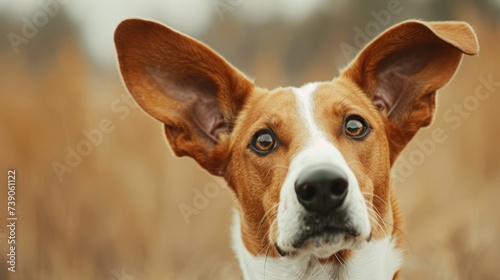 dog listening with big ear photo