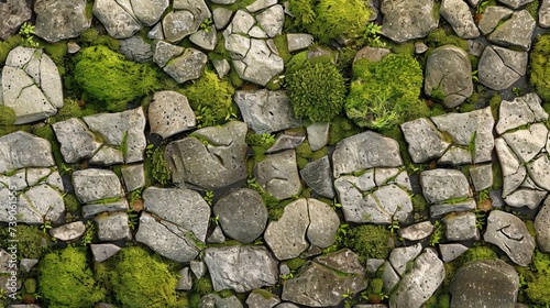 Nature Tapestry Seamless Moss-Jagged Texture in Mosaic Form