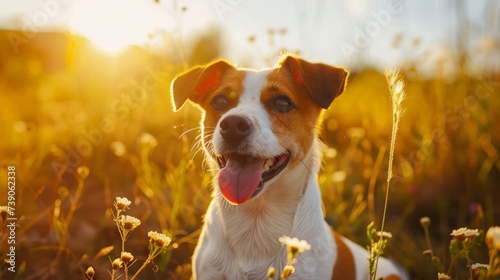 Purebred Jack Russel Terrier dog outdoors on a sunny summer day