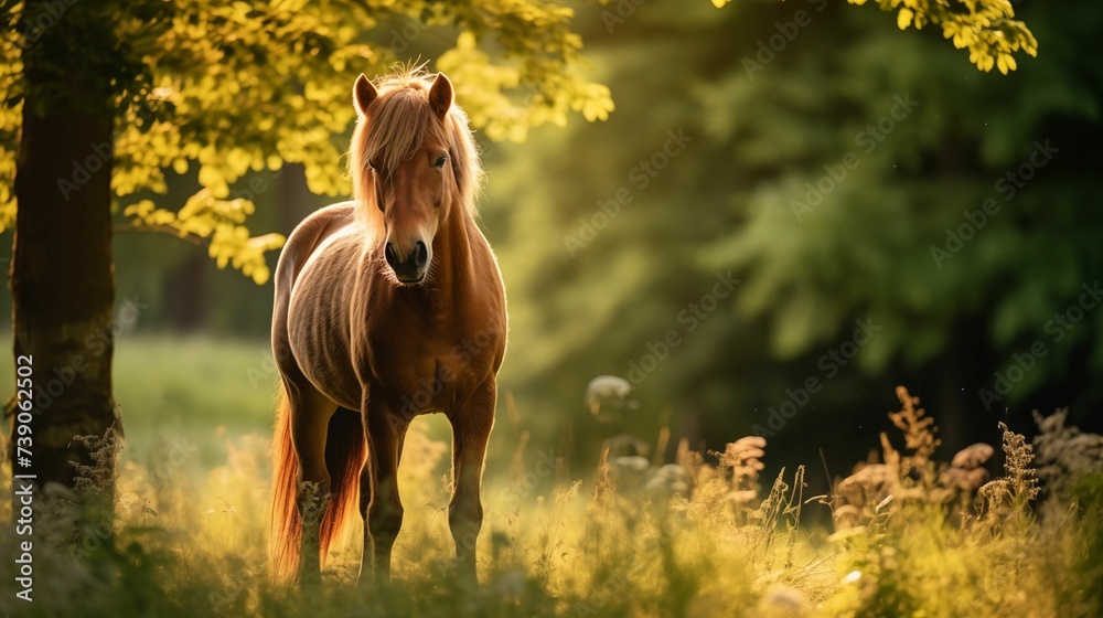 Fototapeta premium Brown horse in forest.