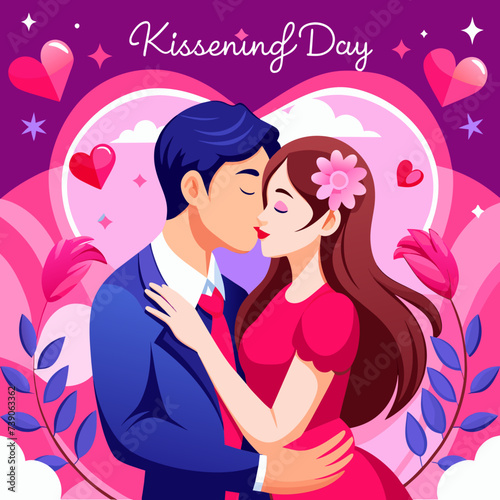 Love Kissing Couple Beautiful Illustration 