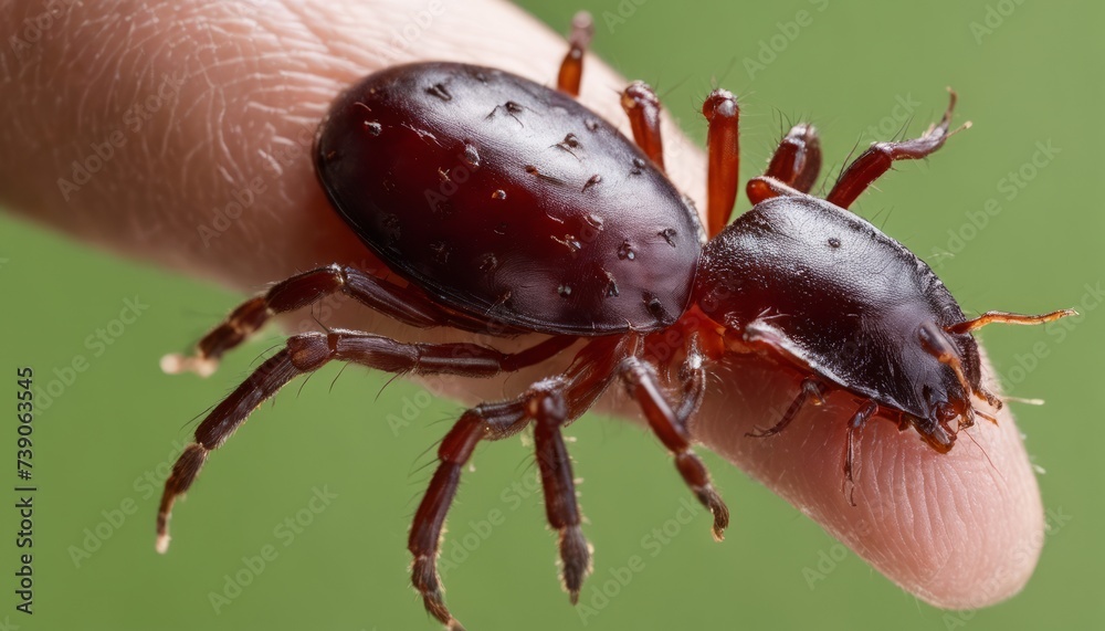 Close-up of a human hand holding a large, dark red spider with long legs Close-up of a human hand holding a large, dark red spider with long legs