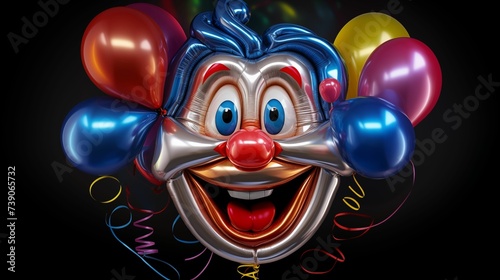 Image of a clown-shaped foil balloon.