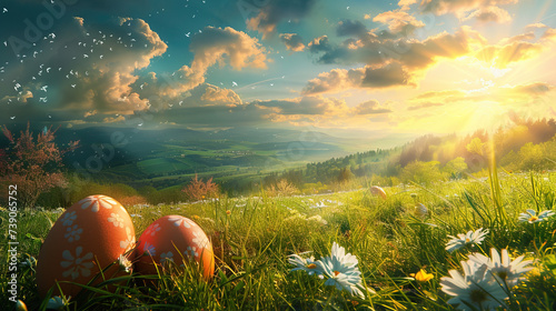 Immerse in the Easter spirit     a symphony of joy and renewal. Radiant blooms  joyful gatherings  and the warmth of shared moments. Let the essence of Easter brighten your heart and home with hope