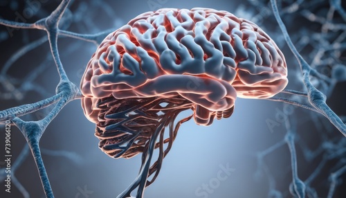  Neurological complexity - A detailed 3D rendering of a human brain