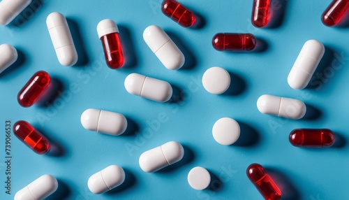  A colorful array of capsules against a blue background