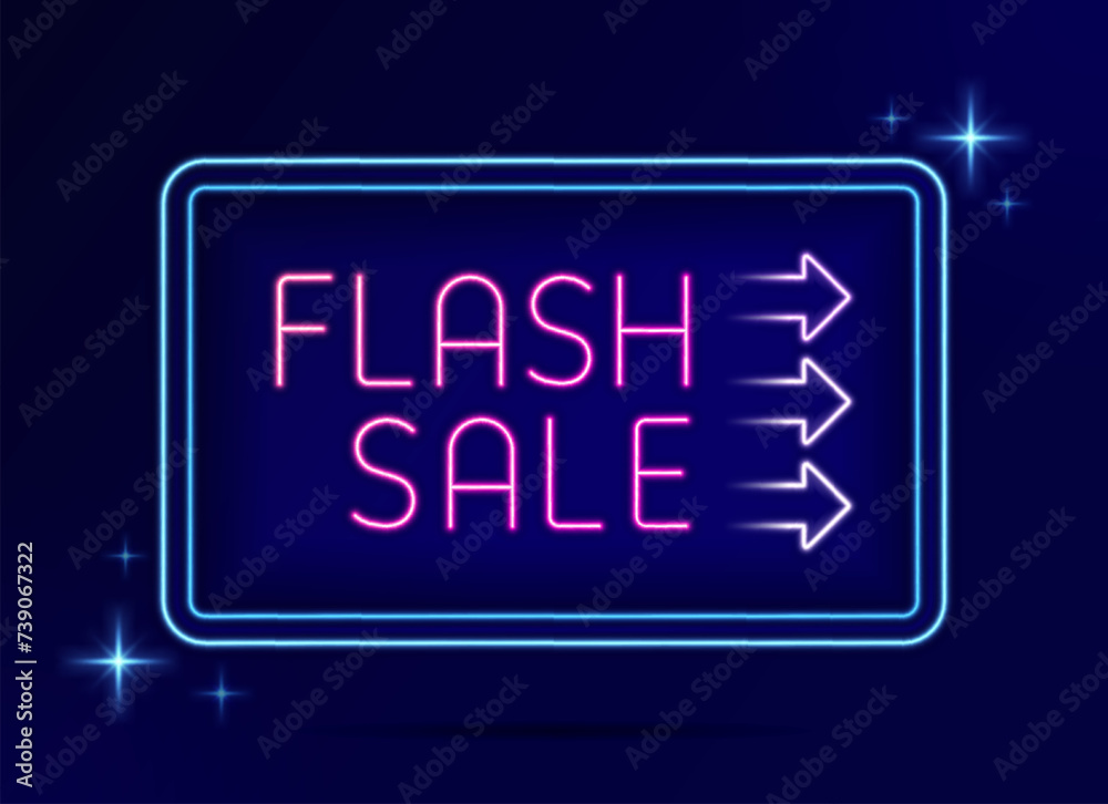 neon line light illustration effect of FLASH SALE Sign board with direction arrow. Designed for restaurants, store, cafe, bar ads such as poster, flyer, website, brochure and billboard neon line light illustration effect of FLASH SALE Sign board with direction arrow. Designed for restaurants, store, cafe, bar ads such as poster, flyer, website, brochure and billboard