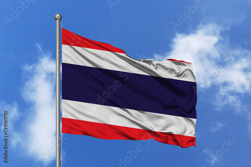 Free Download Thailand flag fluttering in the wind on sky. - GFXLoad